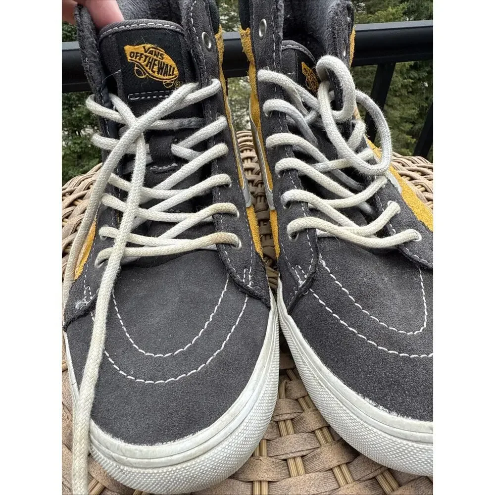 Vans Sk8 Hi Top MTE Juniors 7 Yellow Gray suede shoes Skate Shoes Sneakers